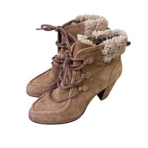 UGG Analise Lined Suede Sheepskin Ankle Heel Boots US Women’s 5